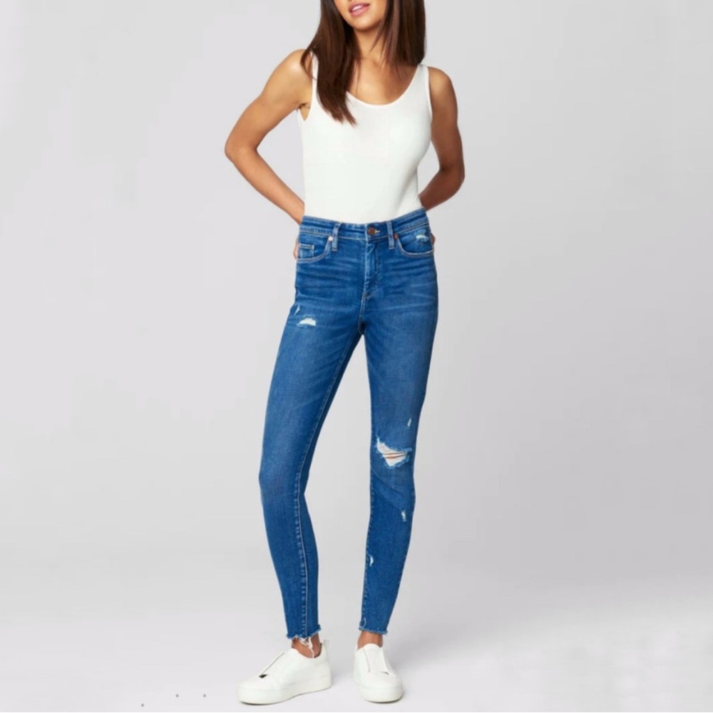 Blank NYC Blue Mid-Rise Skinny Organic Cotton Raw Hem Denim Jeans Size 30 - Picture 3 of 13